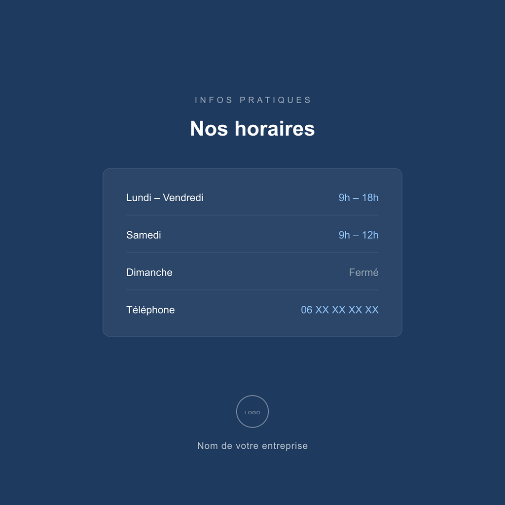 Horaires - post Instagram